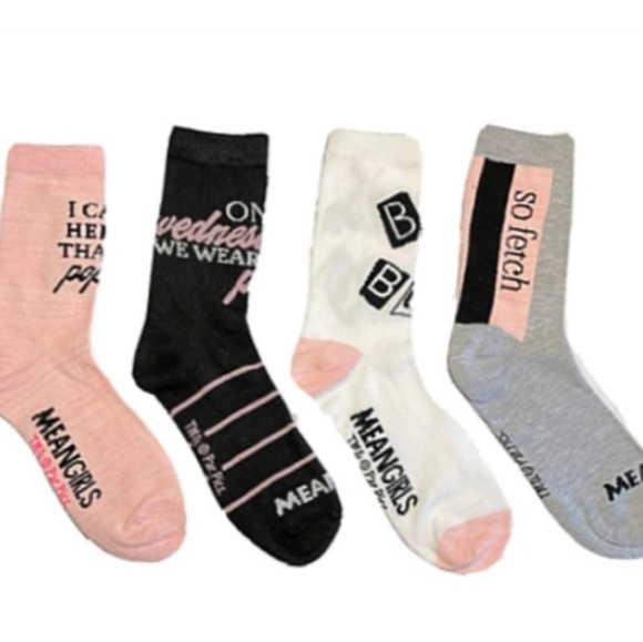 Centrix Accessories | Mean Girls 4 Pair Crew Sock Set | Color: Gray/Pink | Size: Os | Pm-58194080's Closet